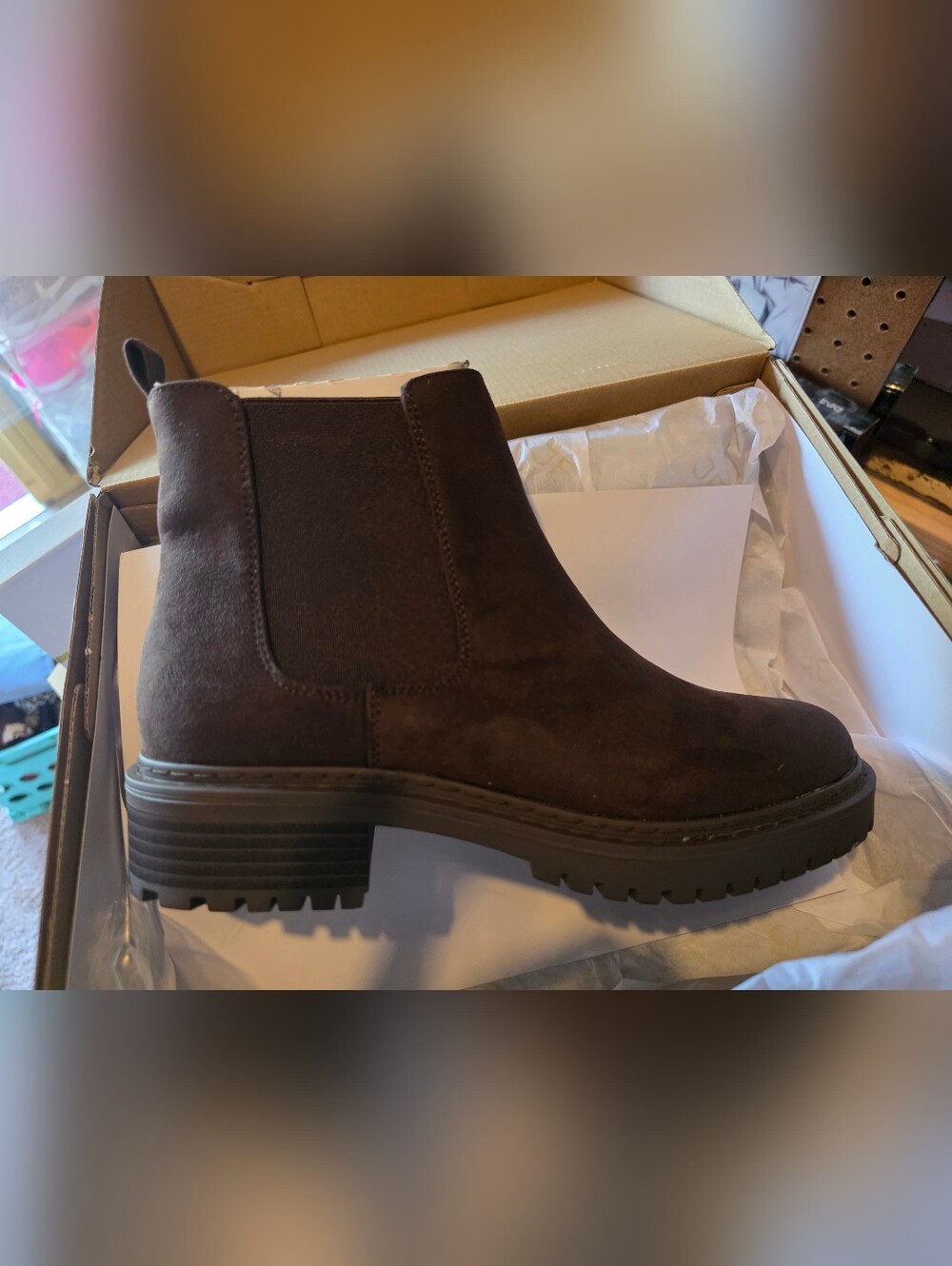 JustFab Dark Brown Suede Chelsea Ankle Boots